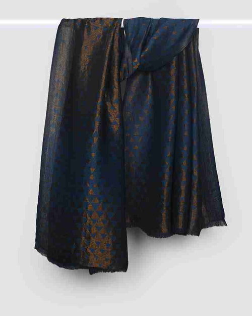 Pashmina Wool Zari Pyramid Shawl Blue