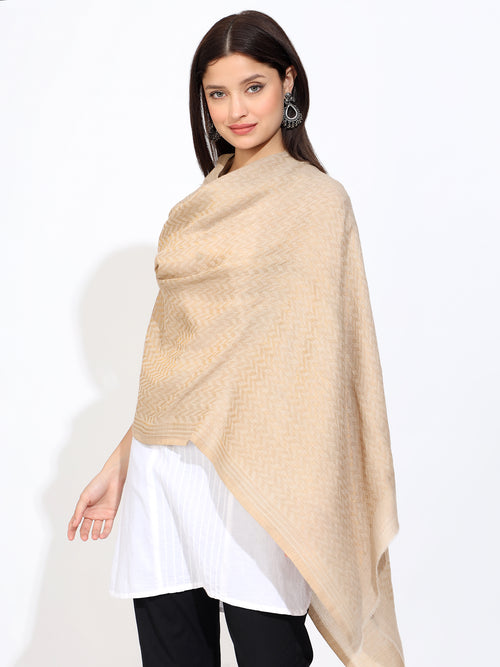 Pashmina Wool Zari Chevron Pattern Stole