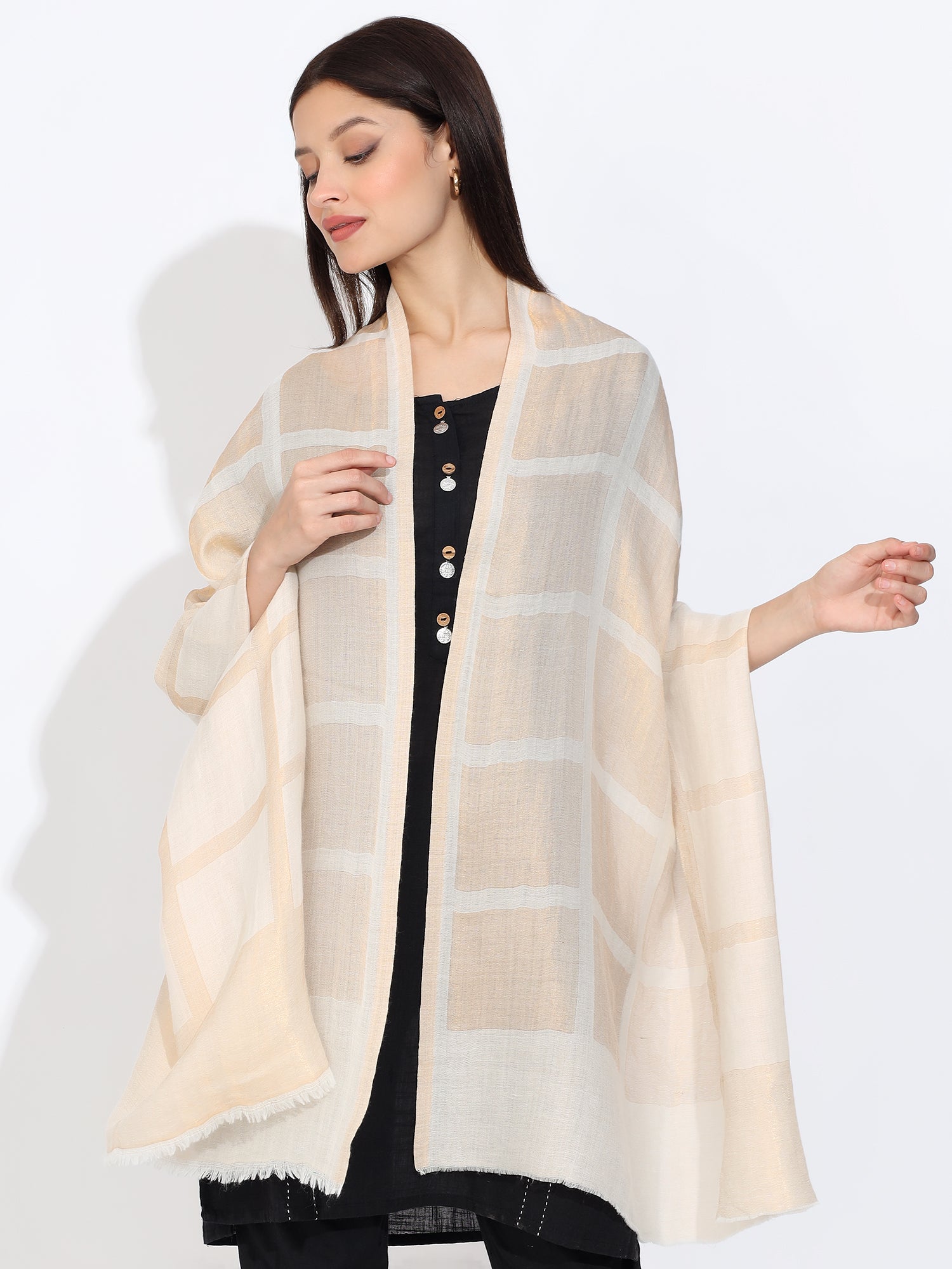 beige checkered scarf