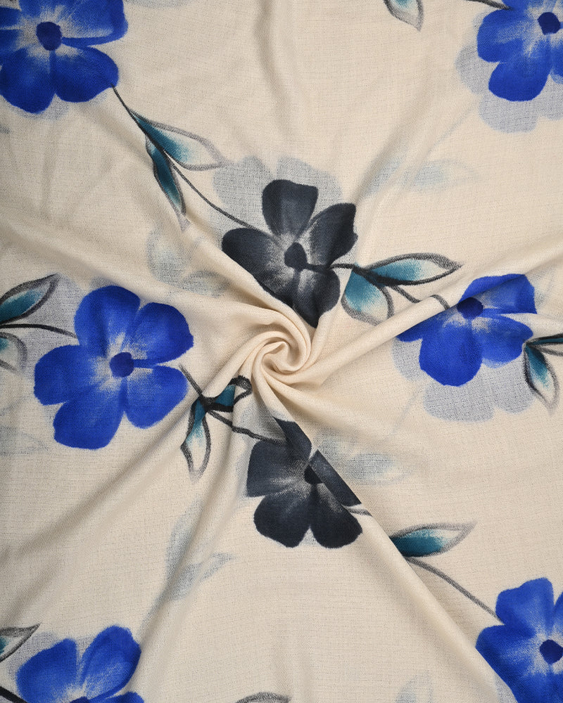 Pashmina Wool Hand-Painted Stole – White