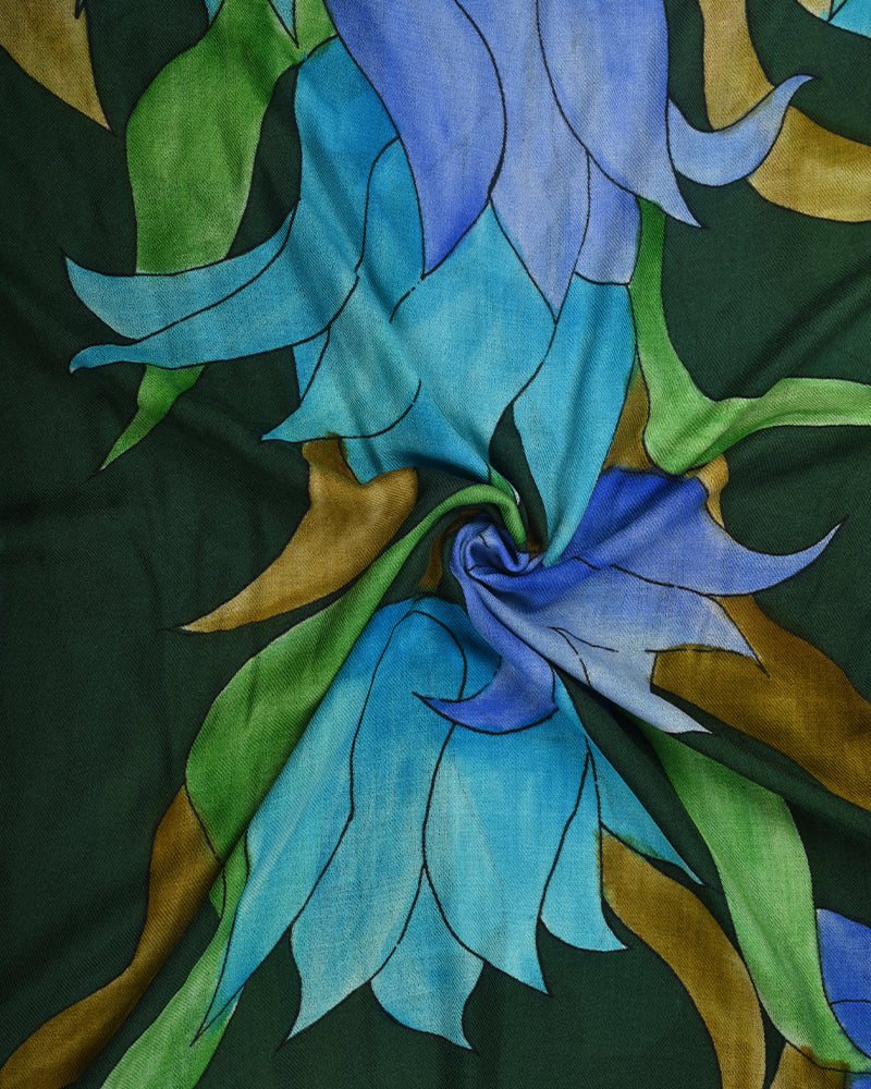 Pashmina Wool Hand-Painted Stole – Green