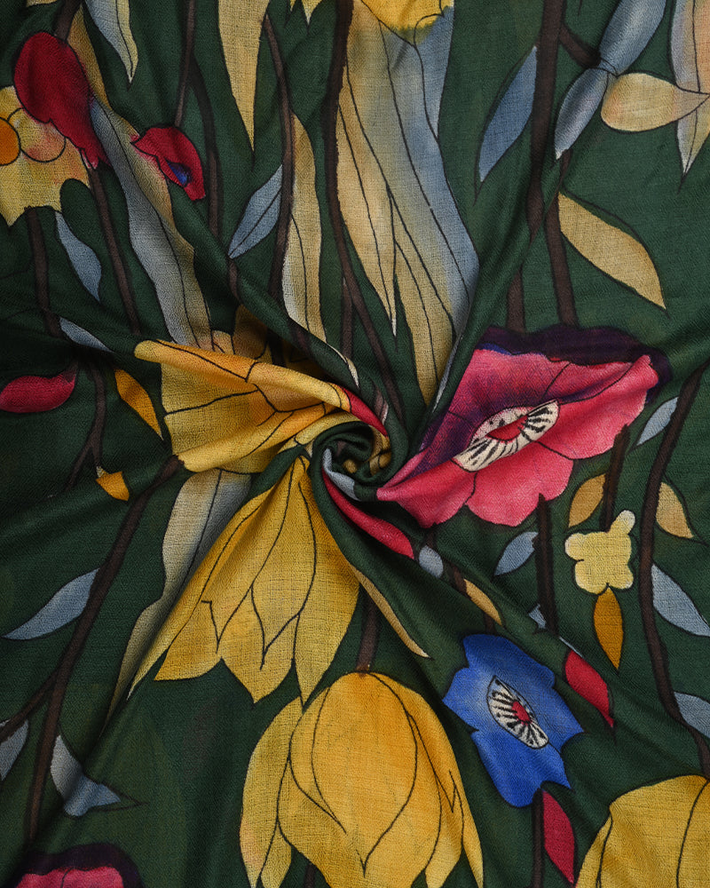 Pashmina Wool Hand-Painted Stole – Green