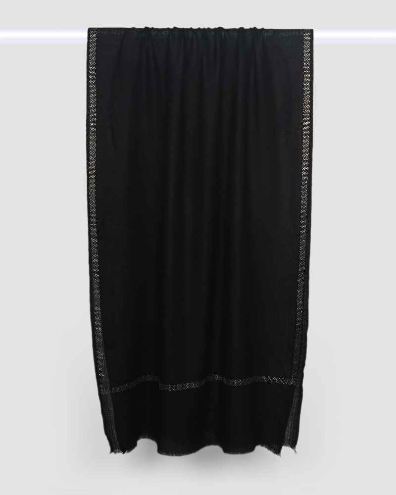 Pashmina Wool Single Line Crystal Border Stole – Black