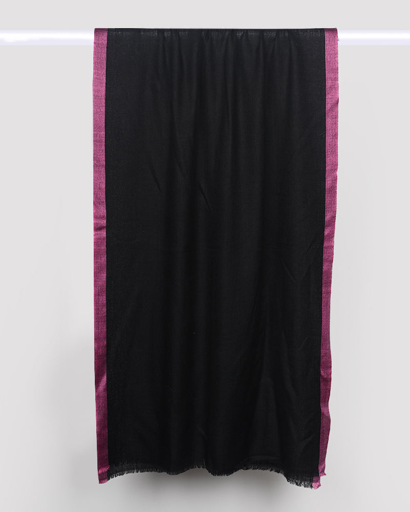 Black Pashmina Wool Silk Kandi Border Stole
