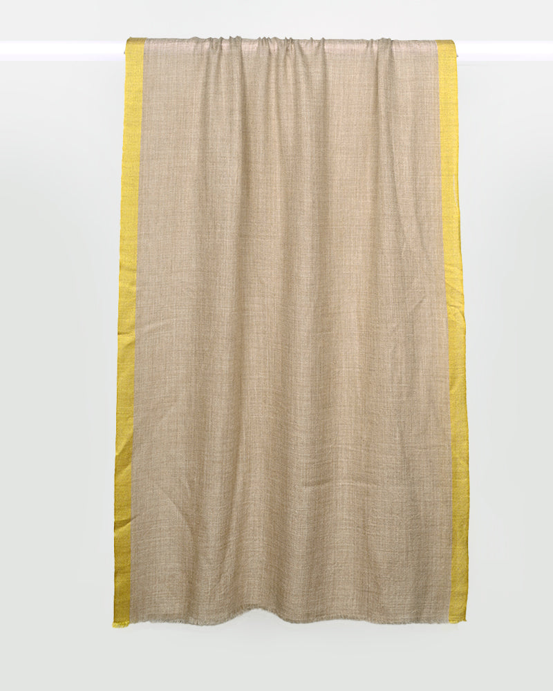 Beige Pashmina Wool Silk Kandi Border Stole