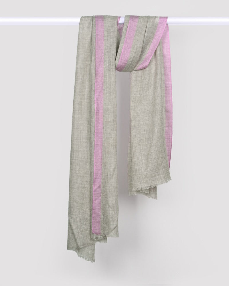 Beige Pashmina Wool Silk Kandi Border Stole