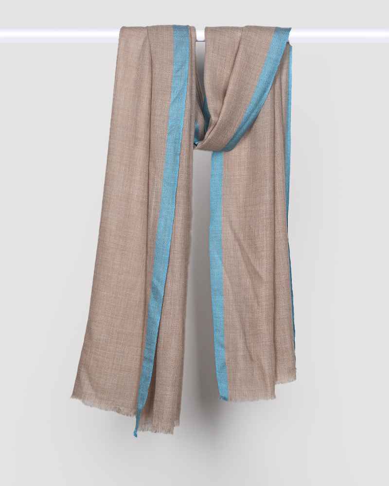 Beige Pashmina Wool Silk Kandi Border Stole