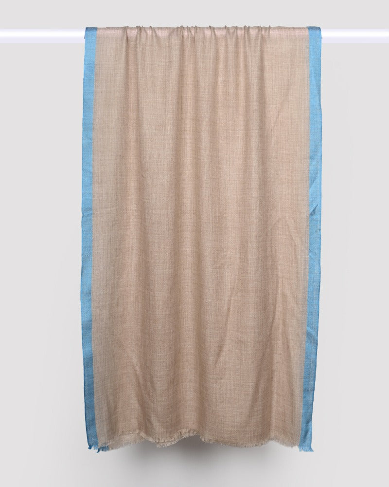 Beige Pashmina Wool Silk Kandi Border Stole