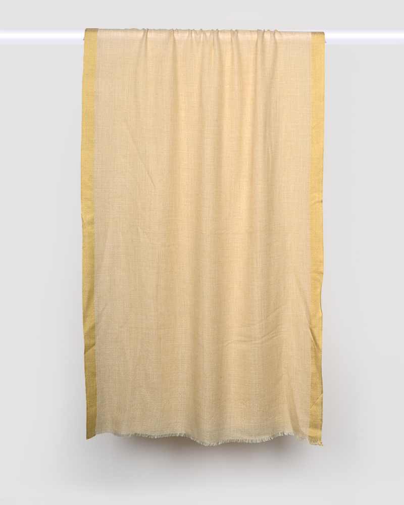 Golden Pashmina Wool Silk Kandi Border Stole