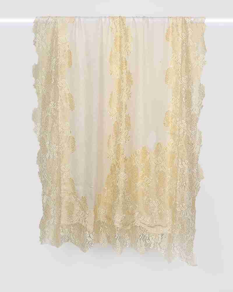 White Pashmina Wool Shining Lace Stole