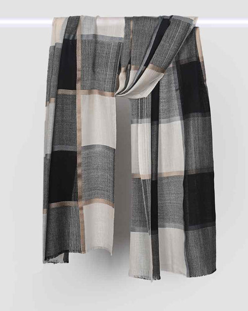 White Pashmina Wool Silk Box Stole