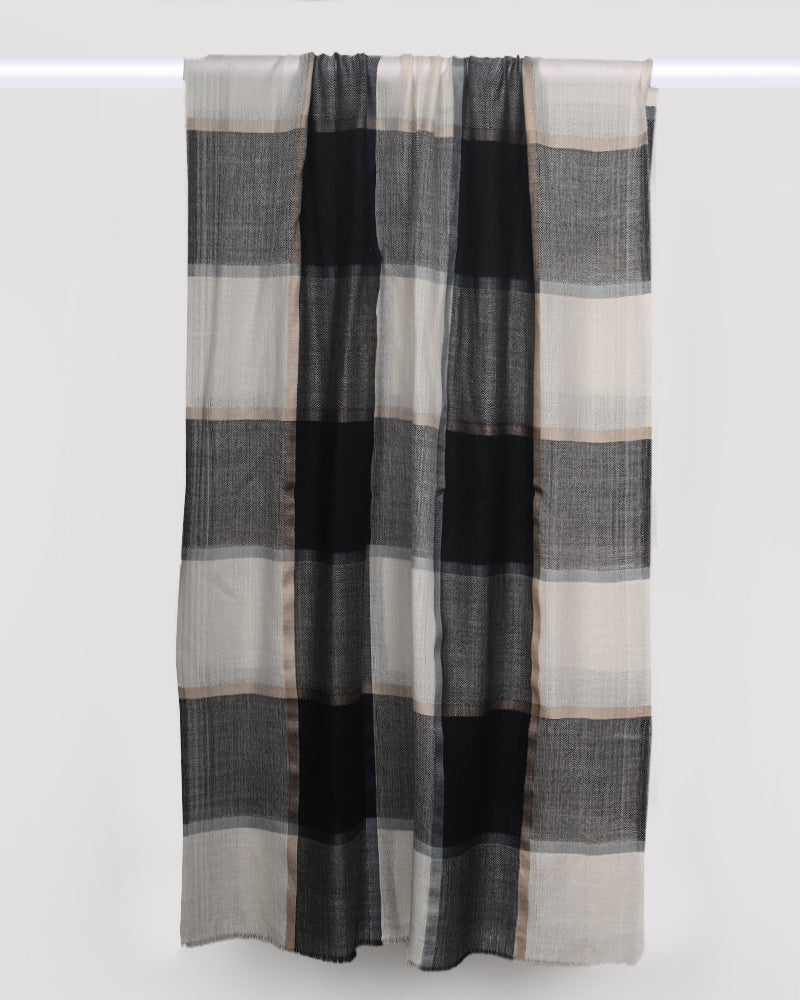 White Pashmina Wool Silk Box Stole for Women – Elegant Lightweight Luxury Wrap – Elabore Luxury