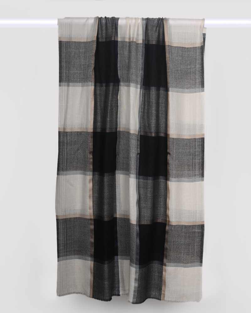 White Pashmina Wool Silk Box Stole