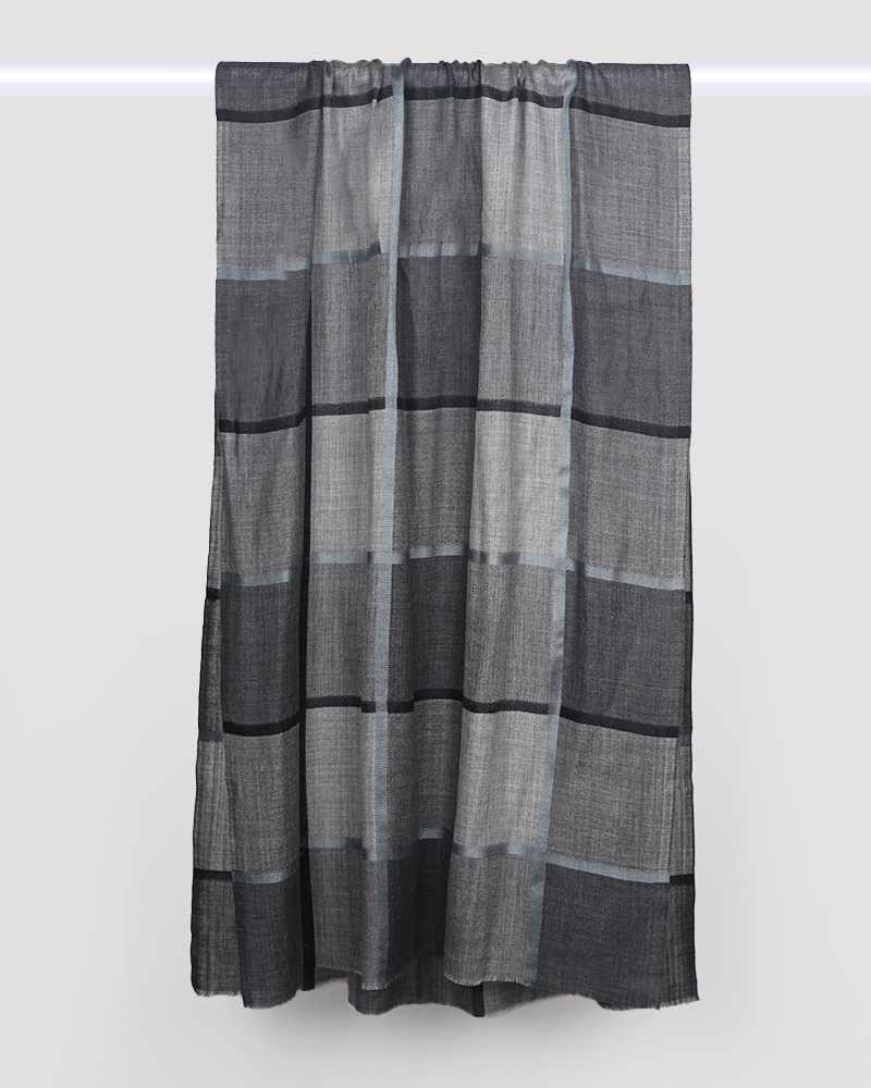 Grey Pashmina Wool Silk Box Stole