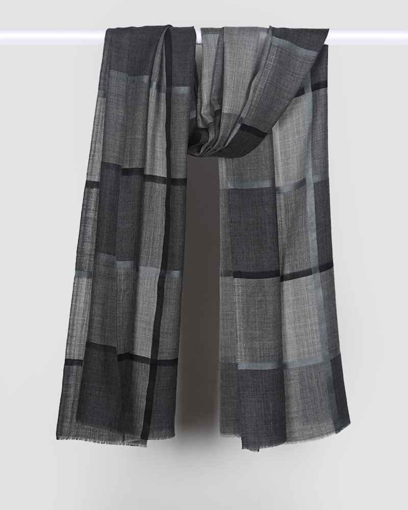 Grey Pashmina Wool Silk Box Stole