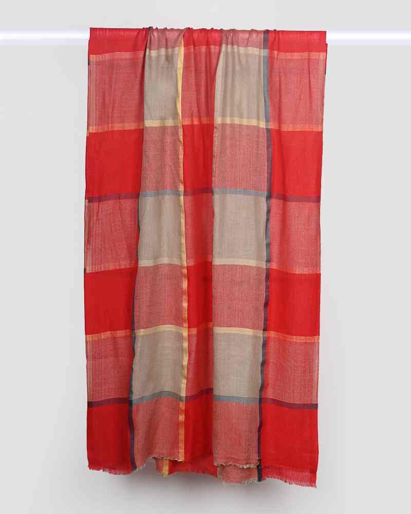 Red Pashmina Wool Silk Box Stole