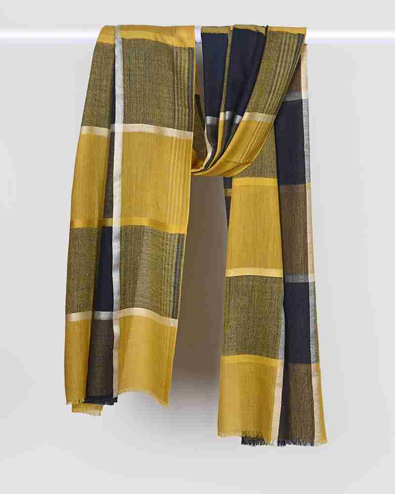 Yellow Pashmina Wool Silk Box Stole