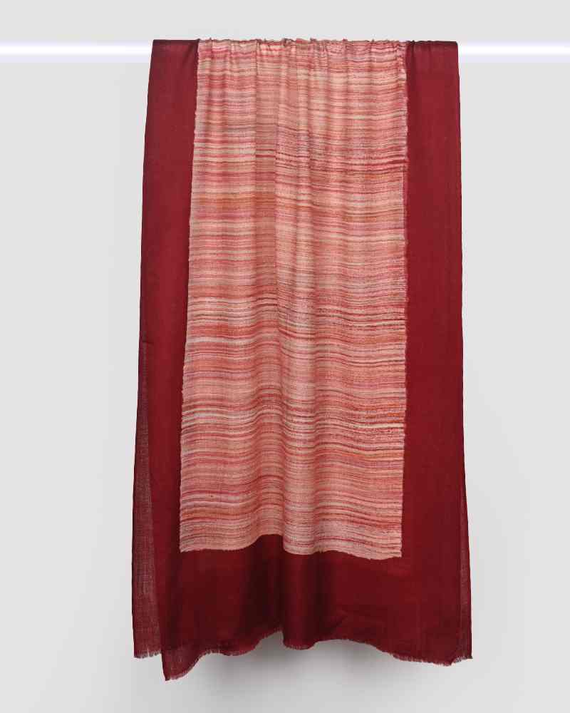 Red Pashmina Wool Brush Print Stole