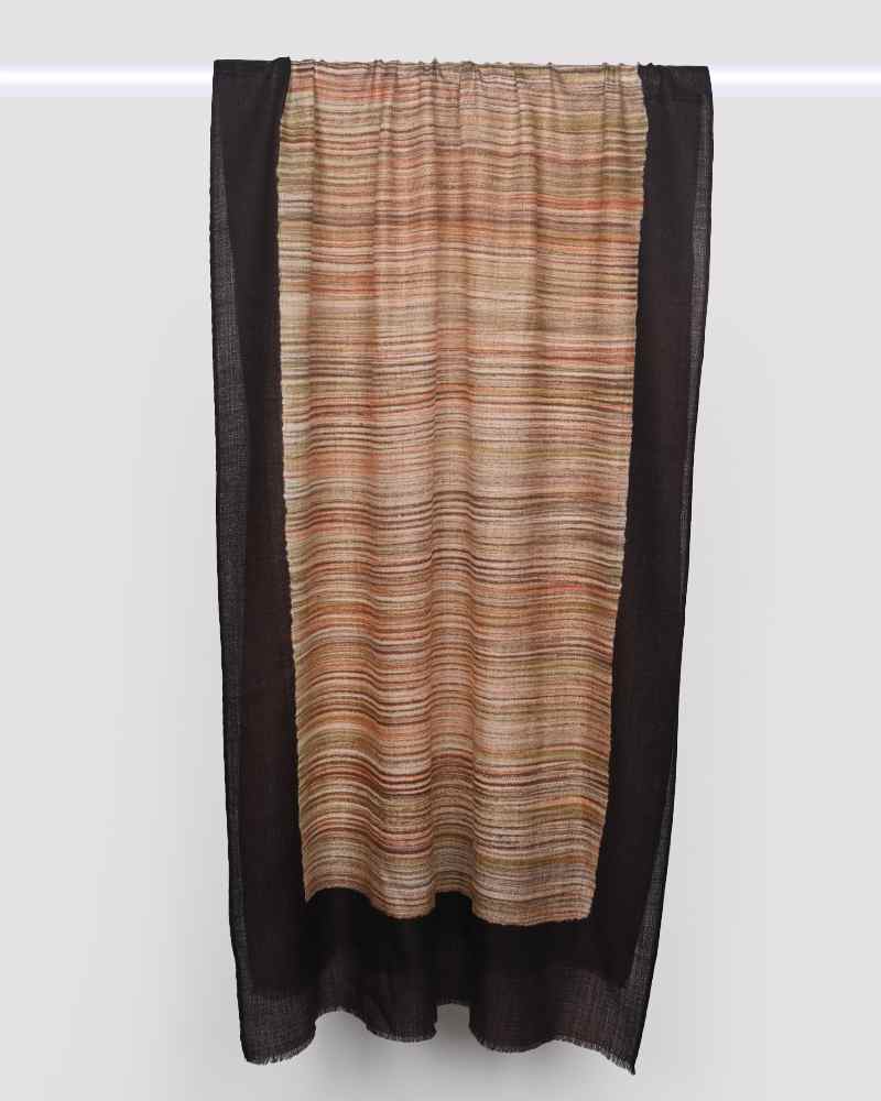 Brown Pashmina Wool Brush Print Stole