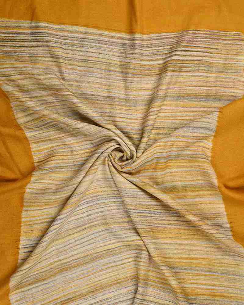 Yellow Pashmina Wool Brush Print Stole