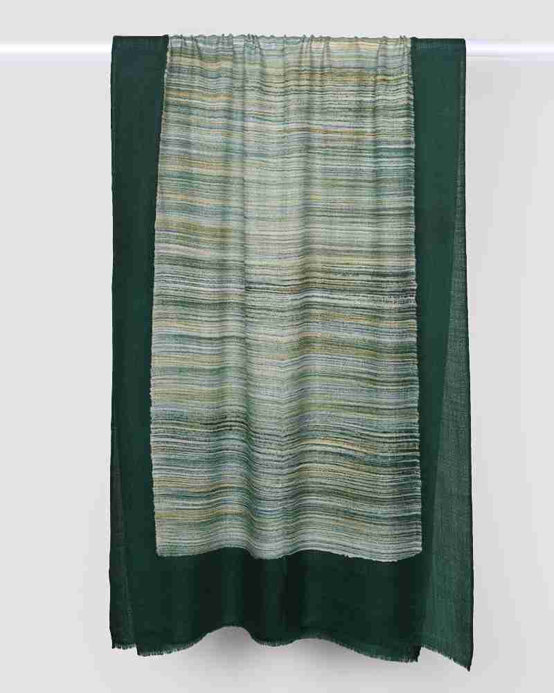 Green Pashmina Wool Brush Print Stole