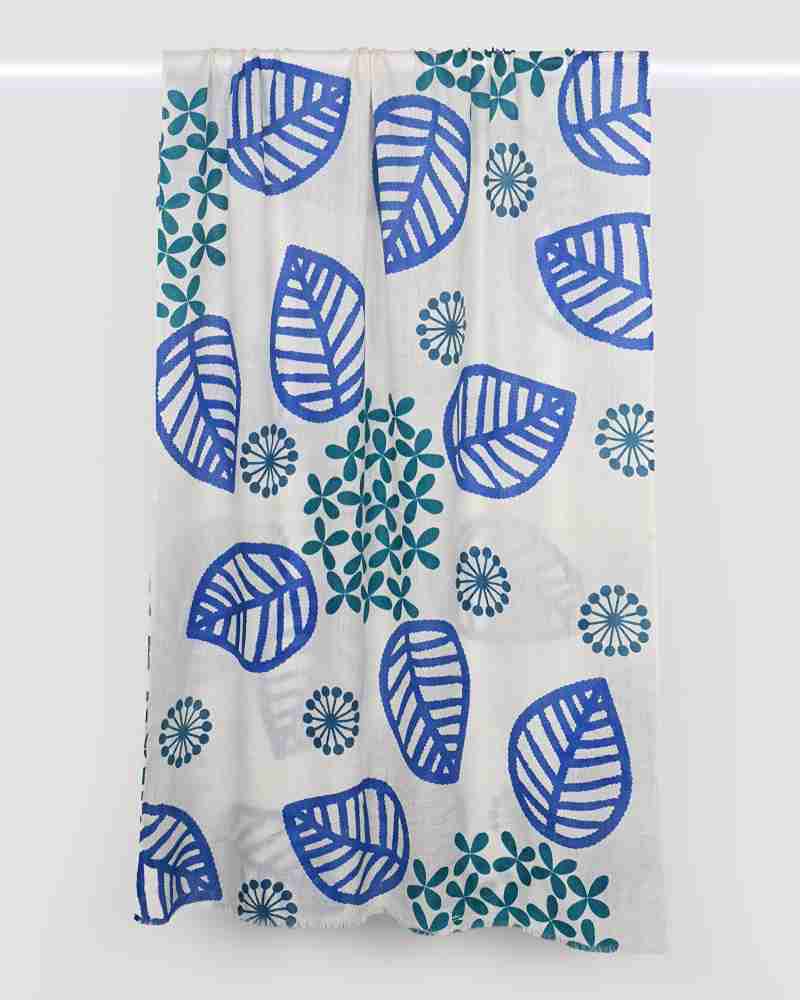 White Pashmina Wool Screen Print Stole