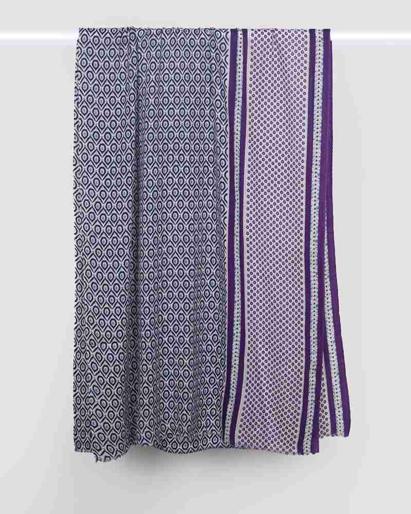 Purple Pashmina Wool Screen Print Stole