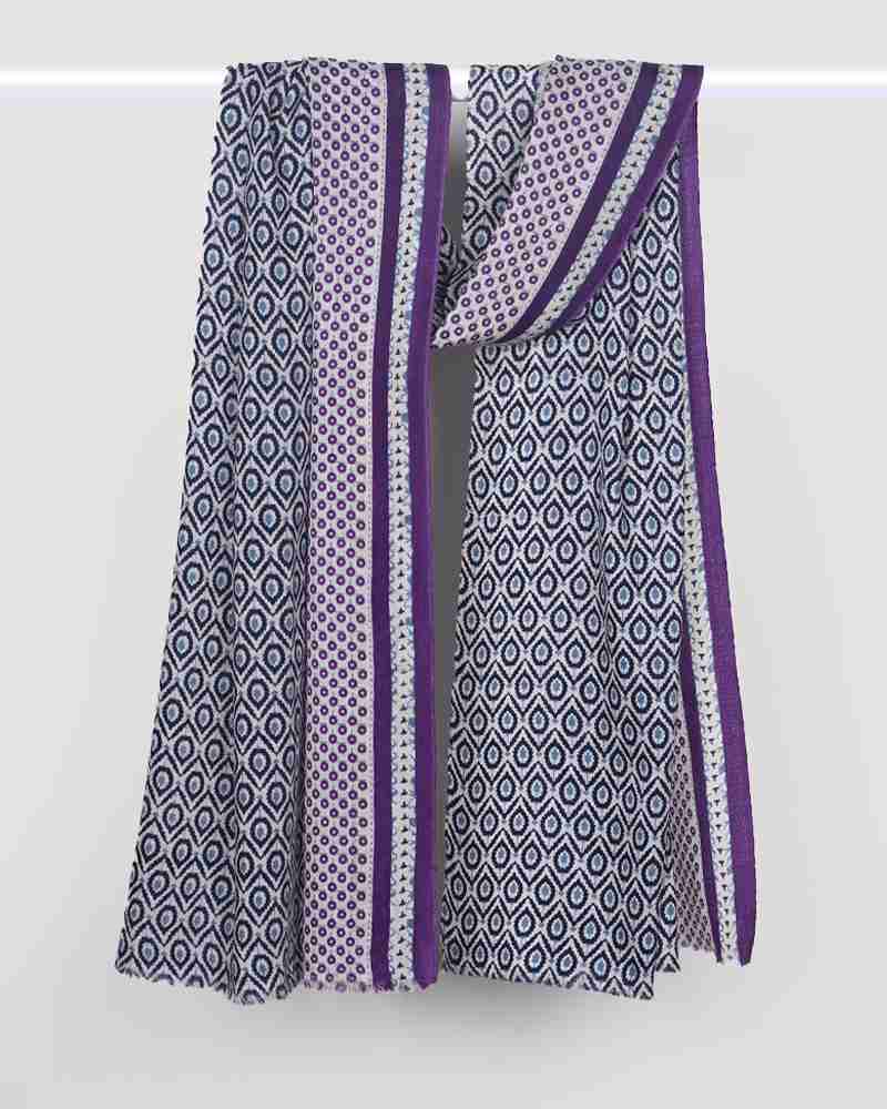 Purple Pashmina Wool Screen Print Stole
