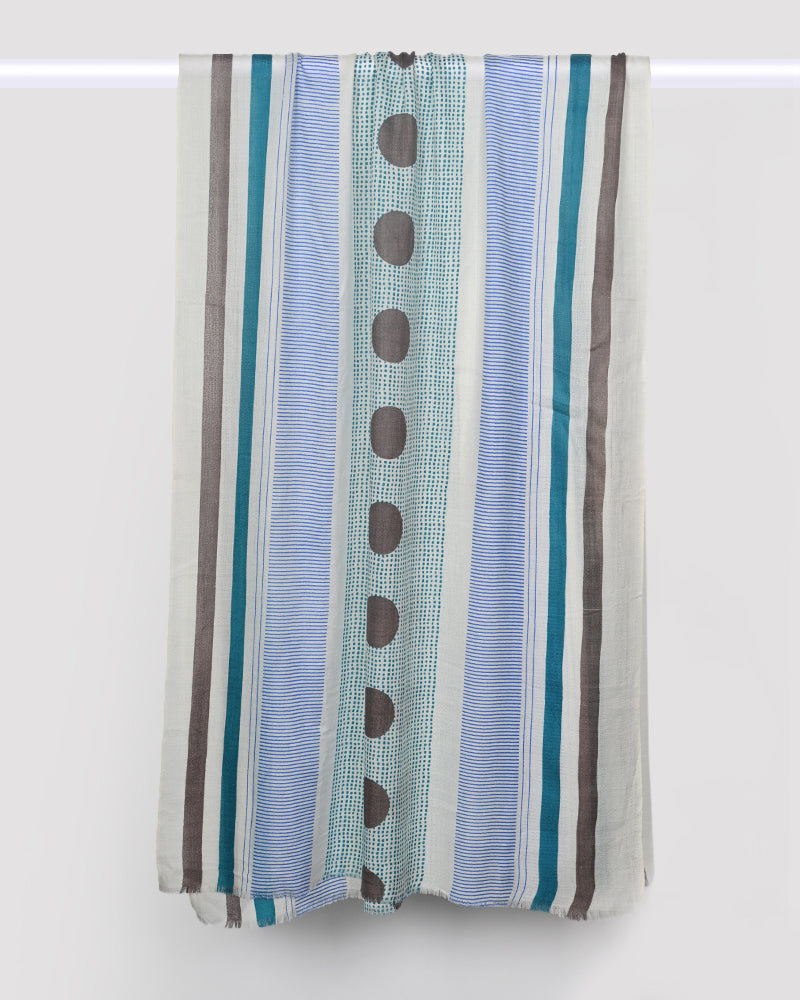 Striped fabric with circular patterns