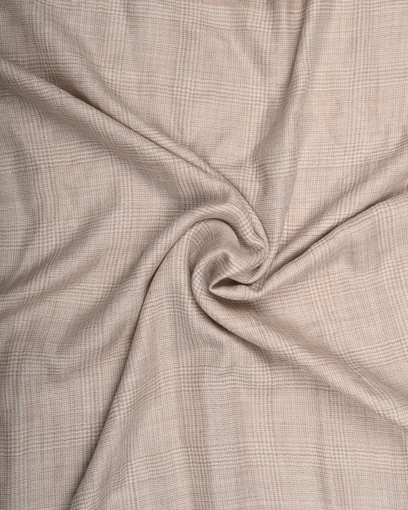 Camel Pashmina Wool Natural Check Stole