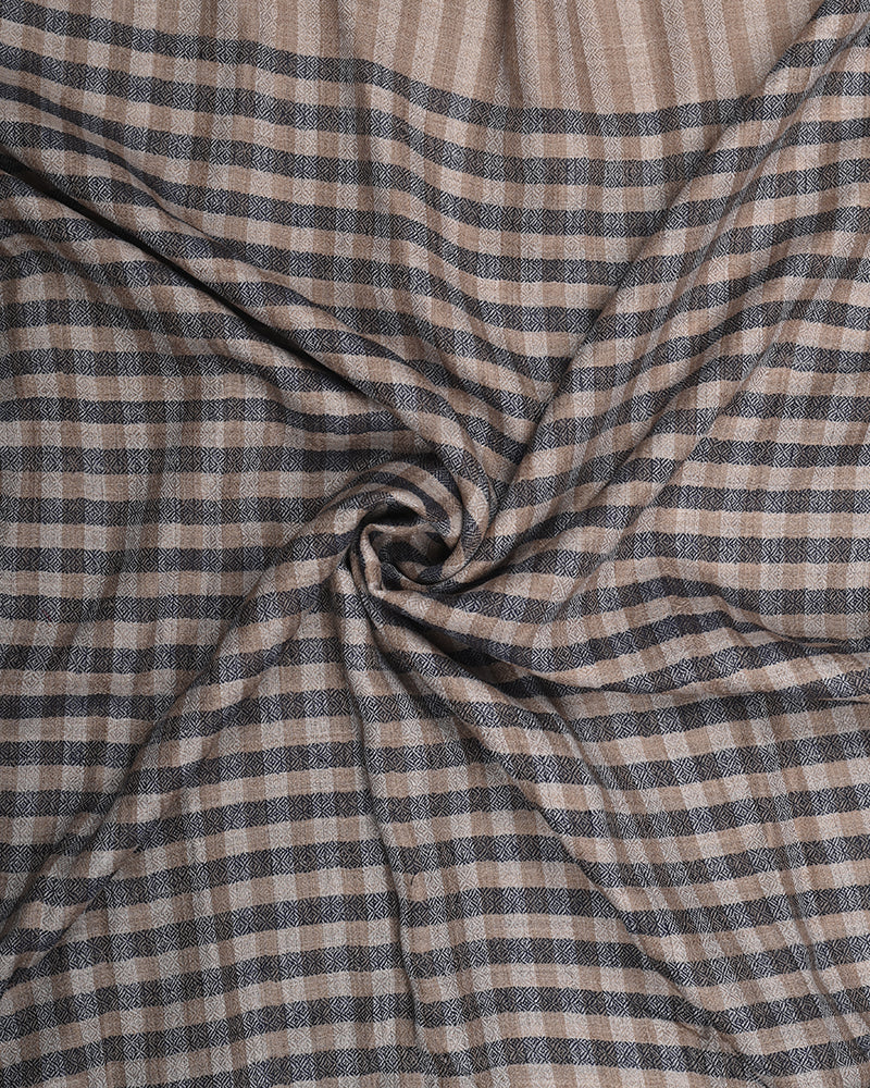 Beige Pashmina Wool Natural Check Stole