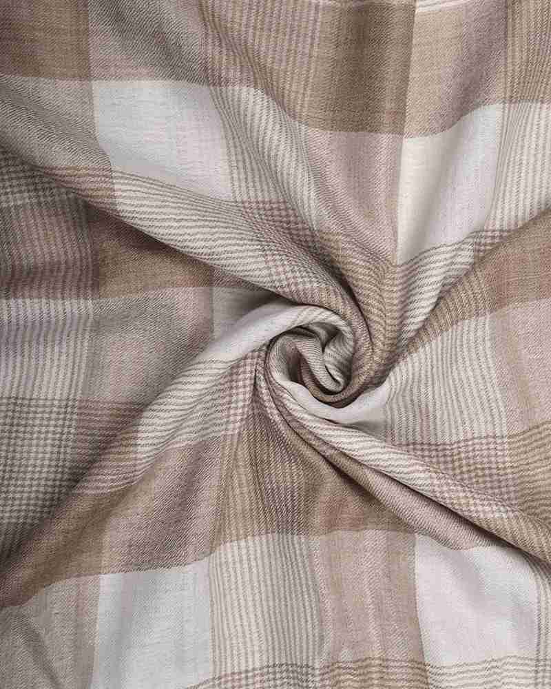 Cream Pashmina Wool Natural Check Stole
