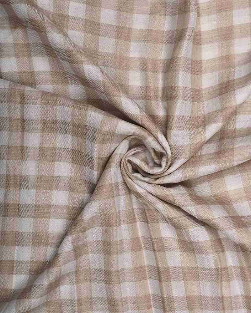 Cream Pashmina Wool Natural Check Stole