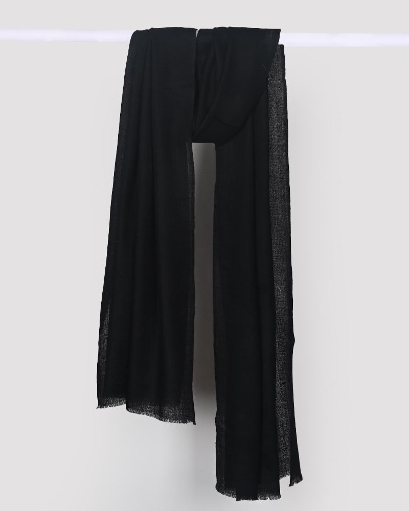 Black Pashmina Wool Diamond Weave Stole