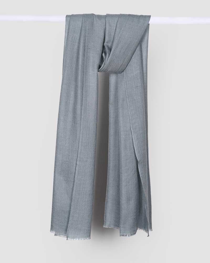 Grey Pashmina Wool Diamond Weave Stole