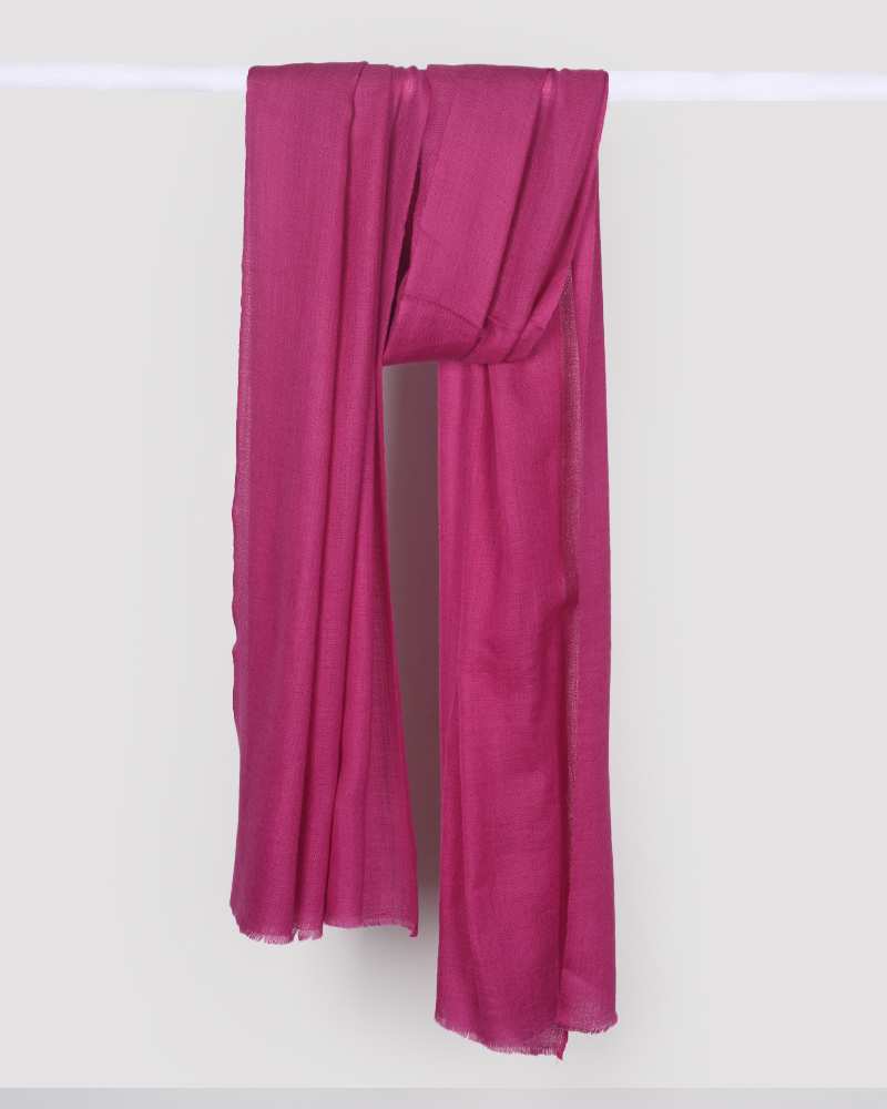 Magenta Pink Pashmina Wool Diamond Weave Stole