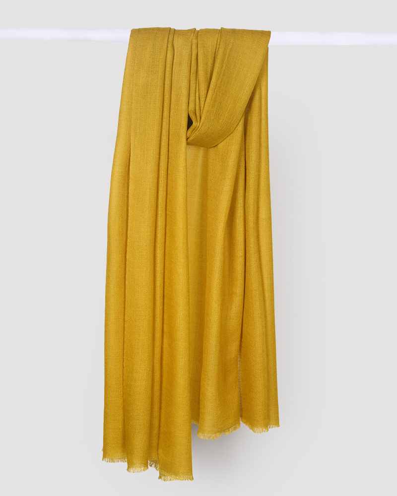 Yellow Pashmina Wool Diamond Weave Stole