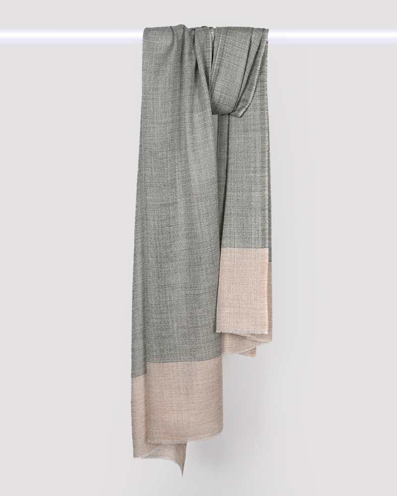 Beige Pashmina Wool Natural Border Stole