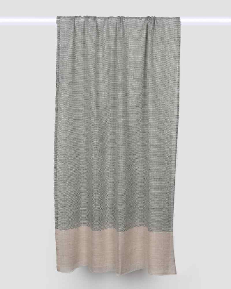 Beige Pashmina Wool Natural Border Stole