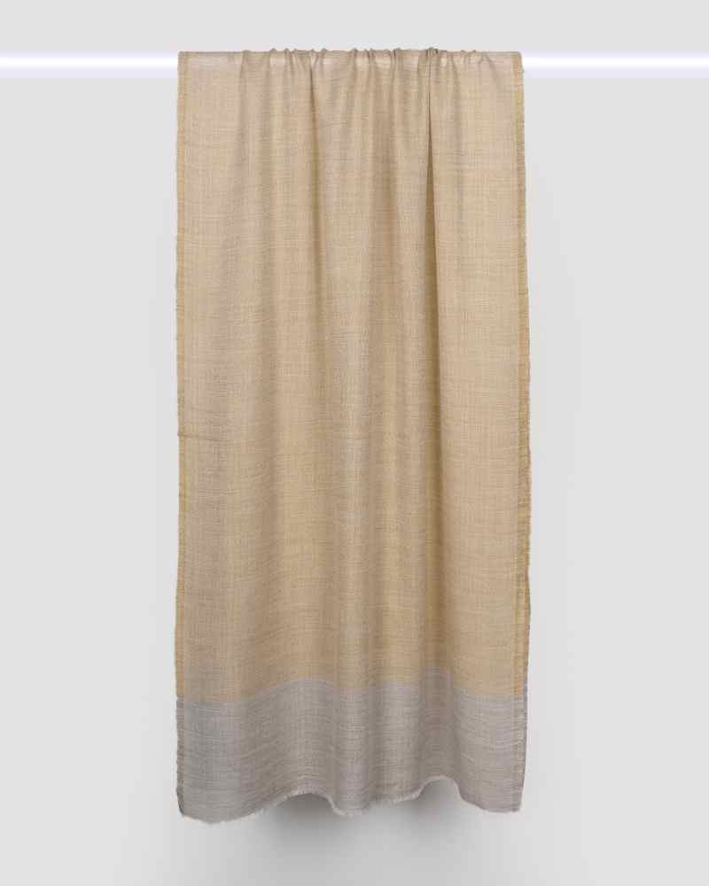 Mustard Pashmina Wool Natural Border Stole