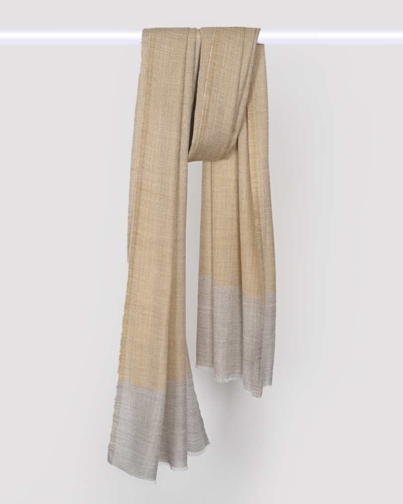 Mustard Pashmina Wool Natural Border Stole