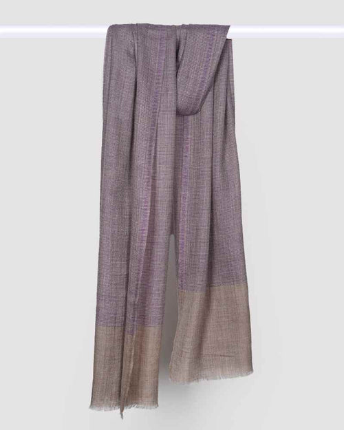 Purple Pashmina Wool Natural Border Stole