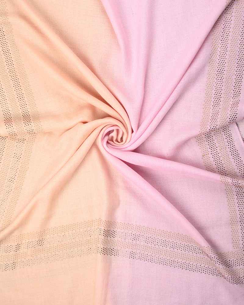 Cream Pashmina Wool 4-Side Ombre Crystal Border Stole