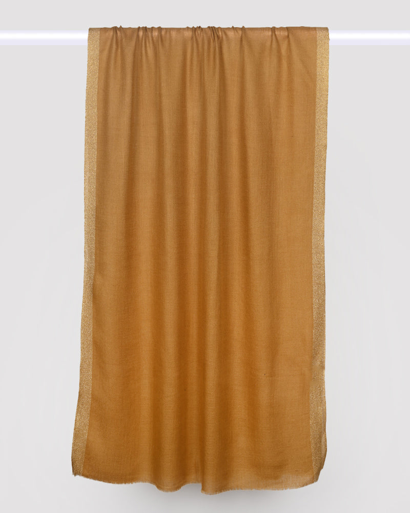 Pashmina Wool Zari Kandi Border Stole Rust