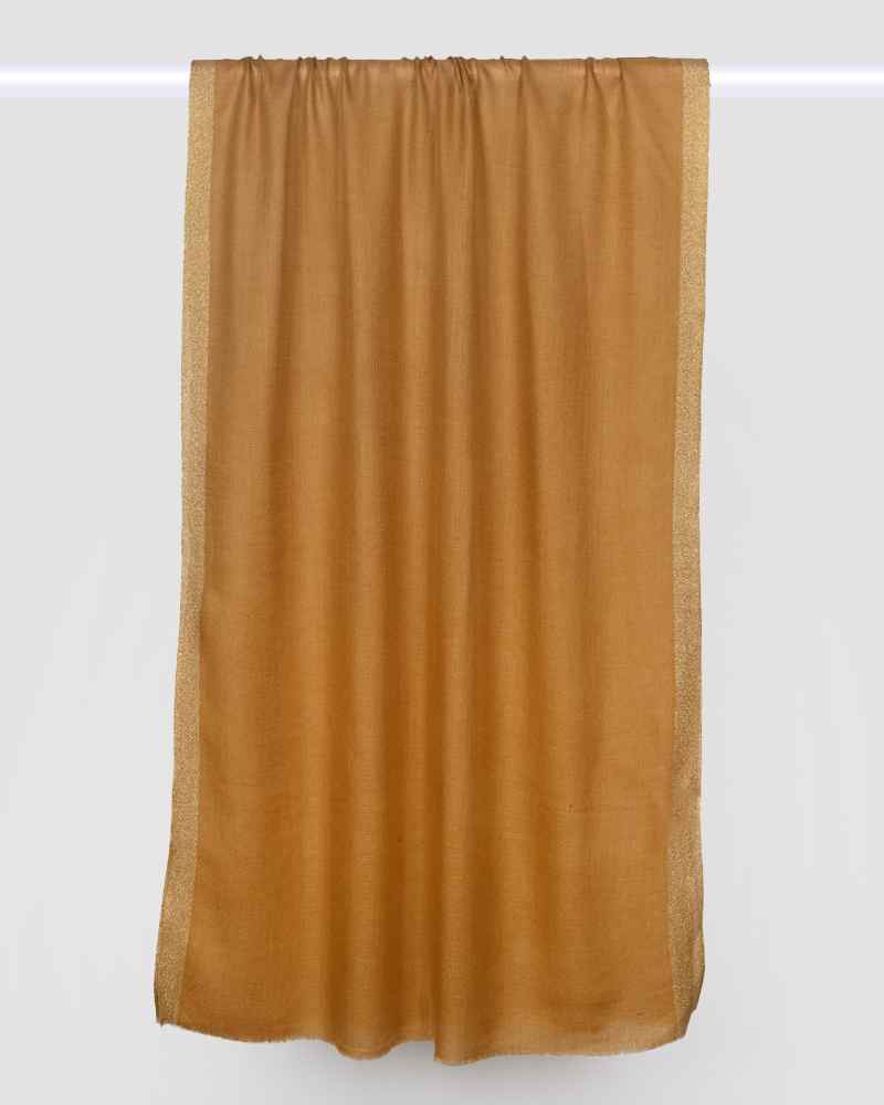 Rust Pashmina Wool Zari Kandi Border Stole