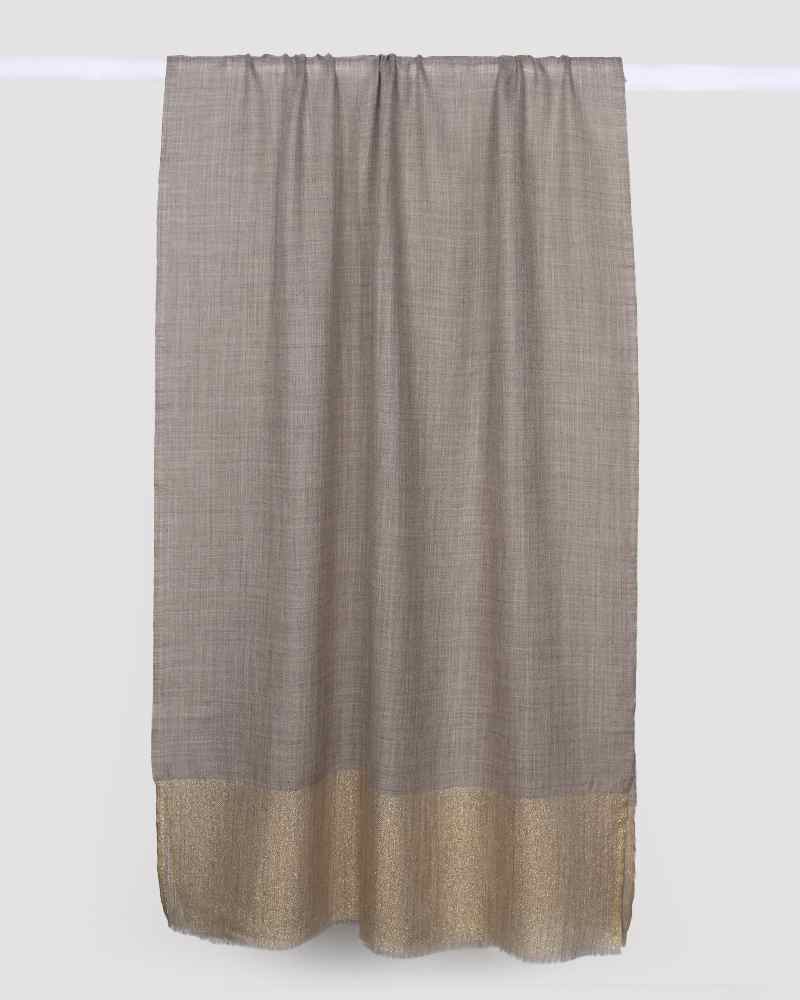 Golden Pashmina Wool Zari Palla Stole