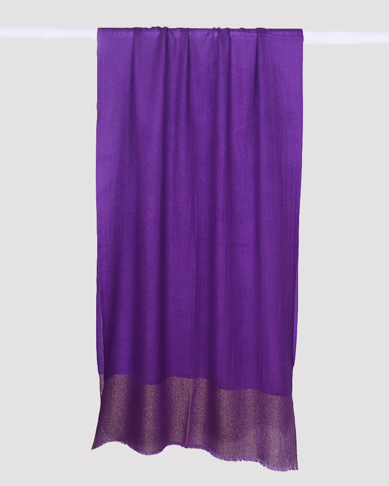 Pashmina Wool Zari Palla Stole Purple