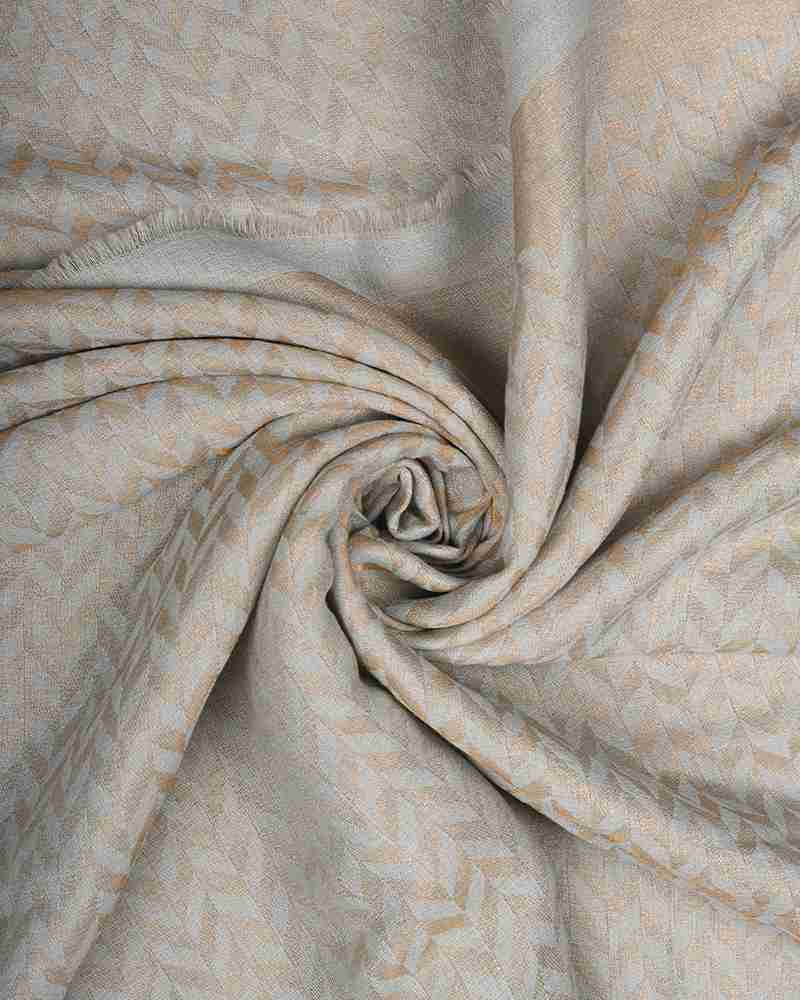 Cream Pashmina Wool Zari Chevron Pattern Stole