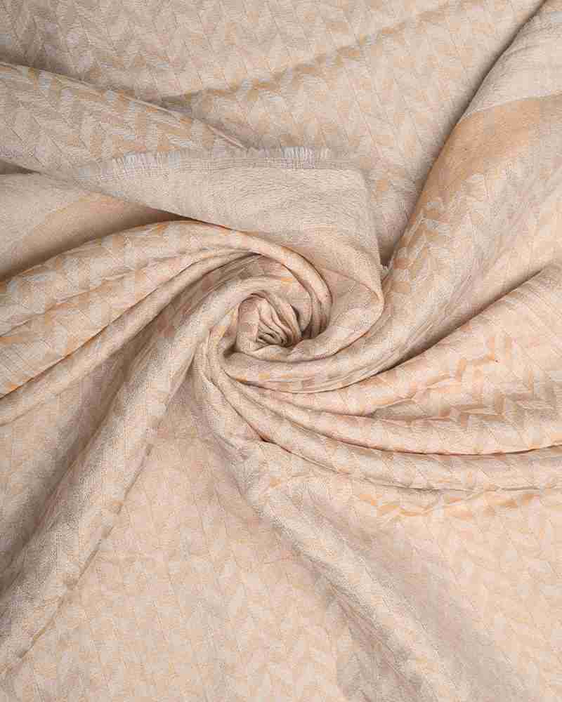 White Pashmina Wool Zari Chevron Pattern Stole