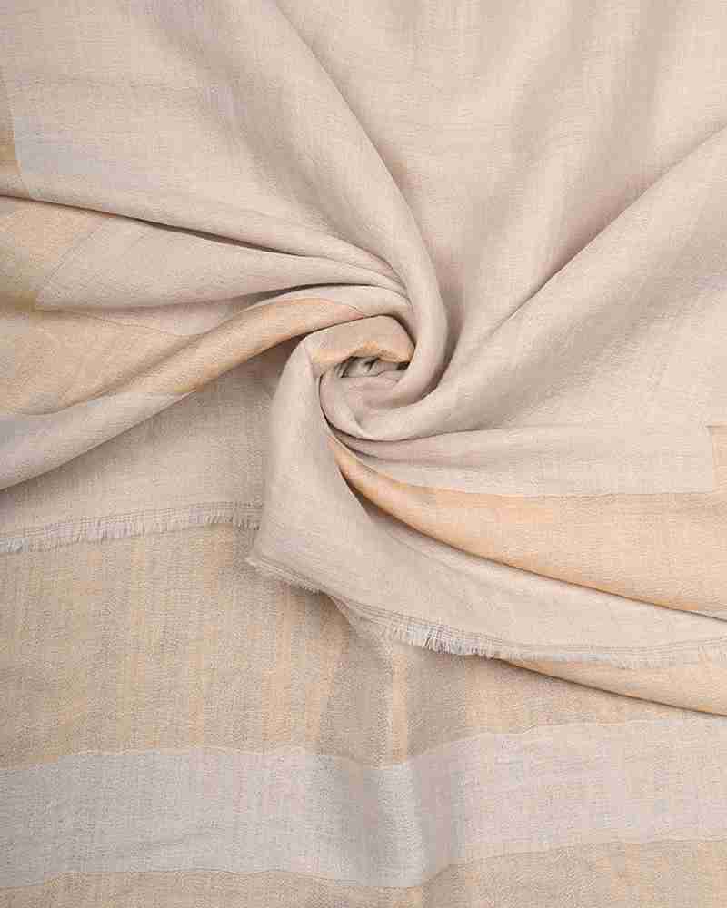 White Pashmina Wool 4 Side Zari Border Stole